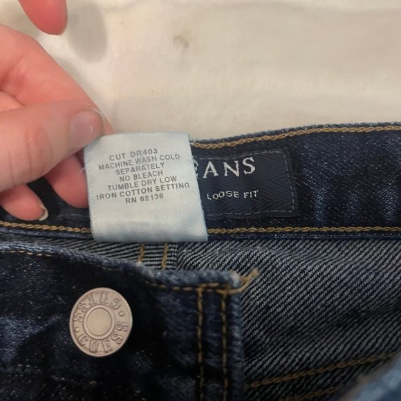 Vintage 90s Guess Pascal 27 x 30 Dark Blue Distressed School Vtg Casual Jeans - Picture 10 of 11